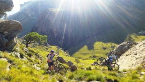 Mountain bikers pushing their bikes during last year's X-Berg Challenge