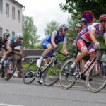 Maximilian Schachmann (centre) won stage five of the Volta a Catalunya