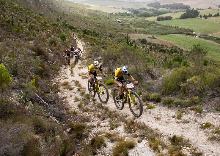 SCOTT-SRAM's Nino Schurter and Lars Forster executed a decisive attack on the final climb in the 90km second stage of the Cape Epic today to surge ahead and take the spoils. Photo: Nick Muzik/Cape Epic
