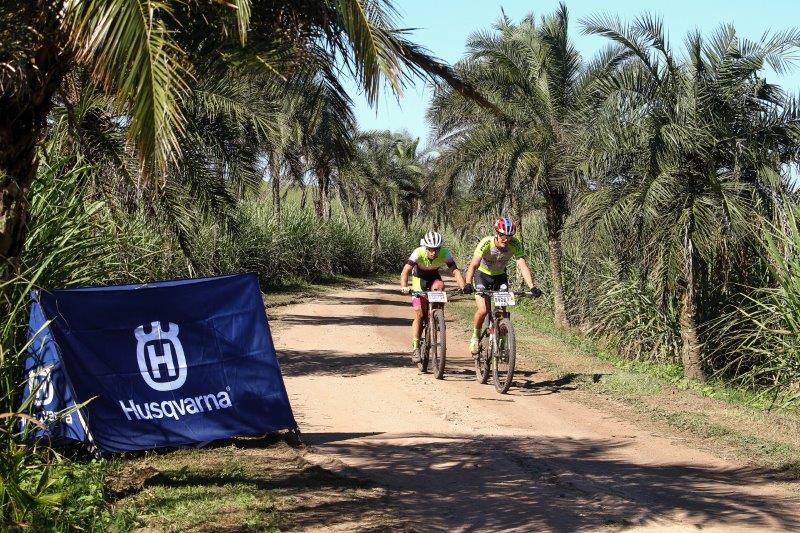 A team of mountain bikers pictured during the Husqvarna Classic