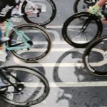 Riders in action during a road race