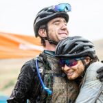 Brother and sister Michael and Holly Harris share an embrace after winning the mixed race on stage three of The Pioneer