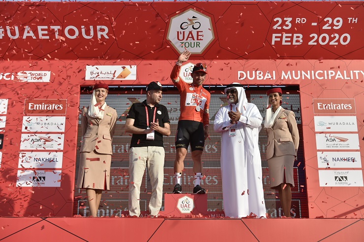 Caleb Ewan claimed victory on stage two of the UAE Tour